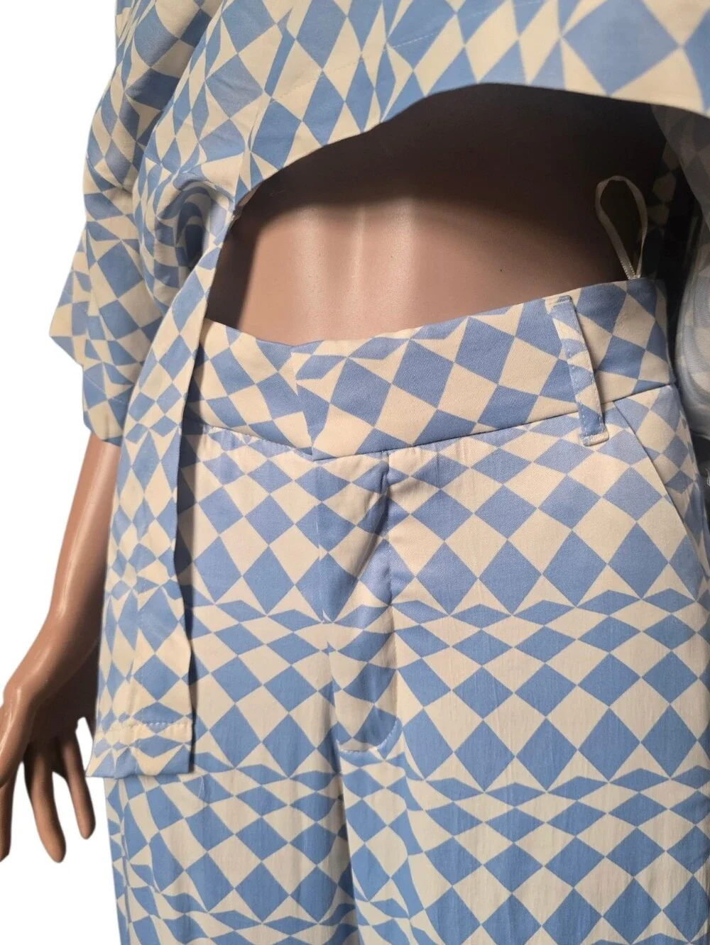Zara Geometric/Diamond Print Satin Shirt and Trouser Matching Set